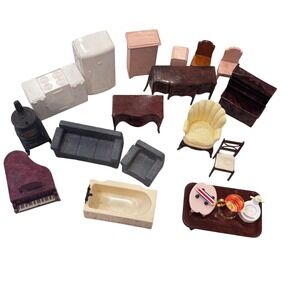 Vintage 21 Pc‎ Renwal Plasco Others Dollhouse Furniture Miniature Accessories